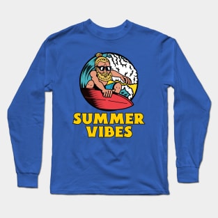 Cool Surfer Dude Summer Vibes Surfing Surf Catching Waves Long Sleeve T-Shirt